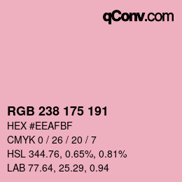 Color code: RGB 238 175 191 | qconv.com