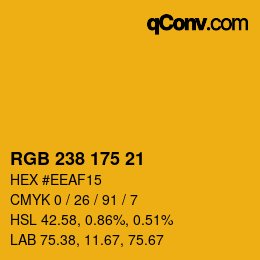 Color code: RGB 238 175 21 | qconv.com