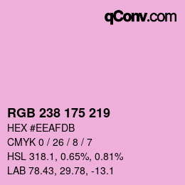Color code: RGB 238 175 219 | qconv.com