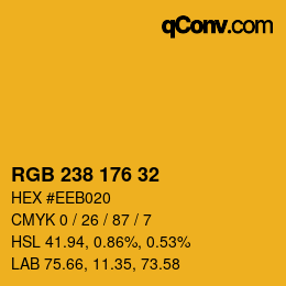 カラーコード: RGB 238 176 32 | qconv.com