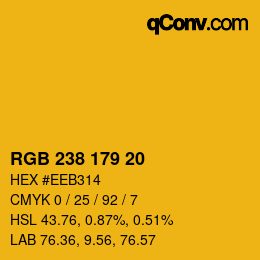 カラーコード: RGB 238 179 20 | qconv.com