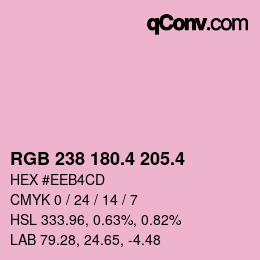 カラーコード: RGB 238 180.4 205.4 | qconv.com