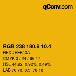 カラーコード: RGB 238 180.8 10.4 | qconv.com