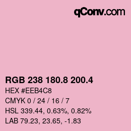 カラーコード: RGB 238 180.8 200.4 | qconv.com