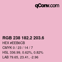 カラーコード: RGB 238 182.2 203.6 | qconv.com