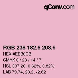 カラーコード: RGB 238 182.6 203.6 | qconv.com