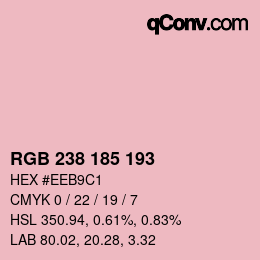 Color code: RGB 238 185 193 | qconv.com