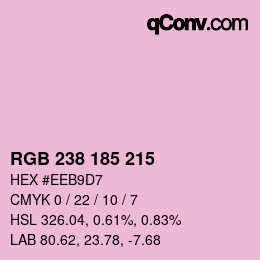 Color code: RGB 238 185 215 | qconv.com