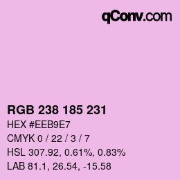 Color code: RGB 238 185 231 | qconv.com