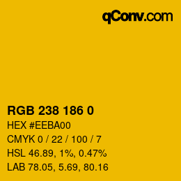 Color code: RGB 238 186 0 | qconv.com