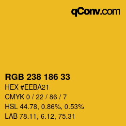 Color code: RGB 238 186 33 | qconv.com