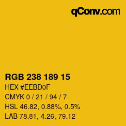 Color code: RGB 238 189 15 | qconv.com