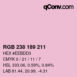 カラーコード: RGB 238 189 211 | qconv.com