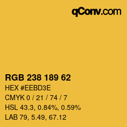 Color code: RGB 238 189 62 | qconv.com