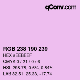 颜色代码: RGB 238 190 239 | qconv.com