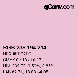 Color code: RGB 238 194 214 | qconv.com