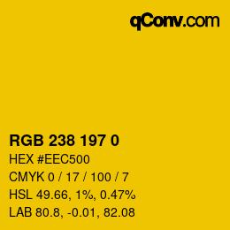 カラーコード: RGB 238 197 0 | qconv.com