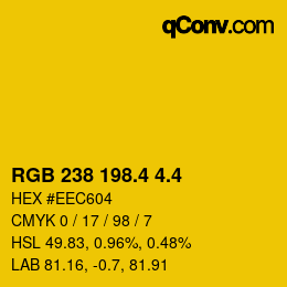 カラーコード: RGB 238 198.4 4.4 | qconv.com