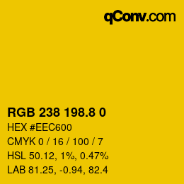 カラーコード: RGB 238 198.8 0 | qconv.com