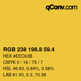 カラーコード: RGB 238 198.8 59.4 | qconv.com