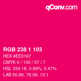 Farbcode: RGB 238 1 103 | qconv.com