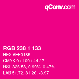 カラーコード: RGB 238 1 133 | qconv.com