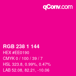 カラーコード: RGB 238 1 144 | qconv.com