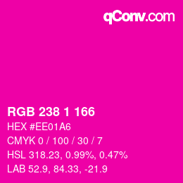 Color code: RGB 238 1 166 | qconv.com