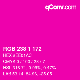 Color code: RGB 238 1 172 | qconv.com