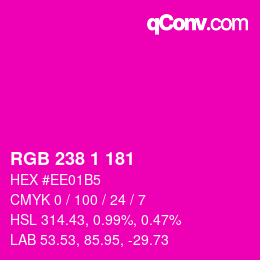 カラーコード: RGB 238 1 181 | qconv.com
