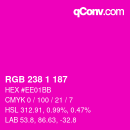 Color code: RGB 238 1 187 | qconv.com