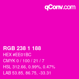 Color code: RGB 238 1 188 | qconv.com