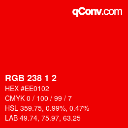 Color code: RGB 238 1 2 | qconv.com