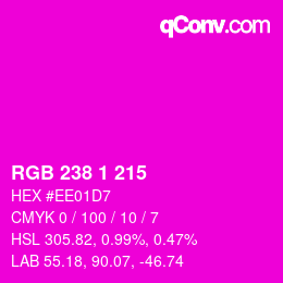 カラーコード: RGB 238 1 215 | qconv.com
