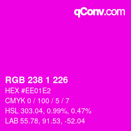 Color code: RGB 238 1 226 | qconv.com