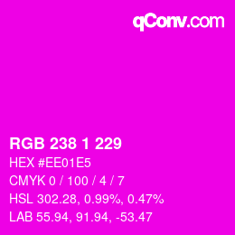 Color code: RGB 238 1 229 | qconv.com