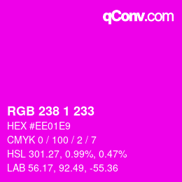 Color code: RGB 238 1 233 | qconv.com