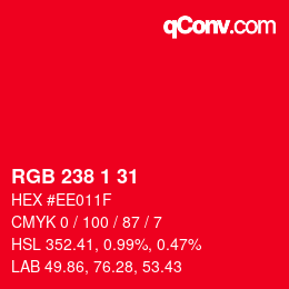Color code: RGB 238 1 31 | qconv.com