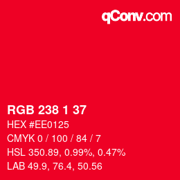 Color code: RGB 238 1 37 | qconv.com