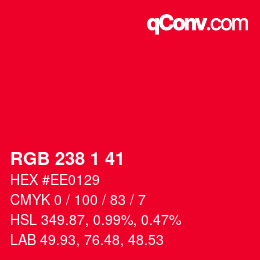 Color code: RGB 238 1 41 | qconv.com