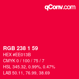 Color code: RGB 238 1 59 | qconv.com