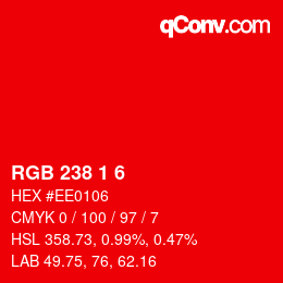 Color code: RGB 238 1 6 | qconv.com