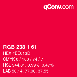 Color code: RGB 238 1 61 | qconv.com