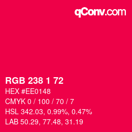 Color code: RGB 238 1 72 | qconv.com