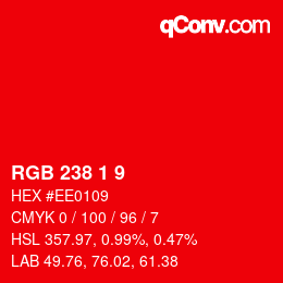 カラーコード: RGB 238 1 9 | qconv.com