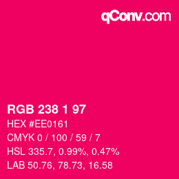Color code: RGB 238 1 97 | qconv.com