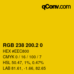 カラーコード: RGB 238 200.2 0 | qconv.com