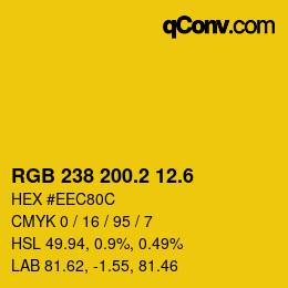 カラーコード: RGB 238 200.2 12.6 | qconv.com