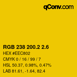 カラーコード: RGB 238 200.2 2.6 | qconv.com