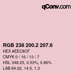 カラーコード: RGB 238 200.2 207.6 | qconv.com